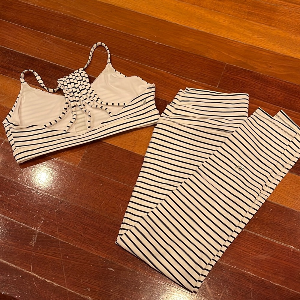 Glyder workout set. Black and white stripe  size M